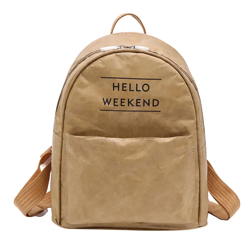 

ISHOWTIENDA Women's Solid Color Letter Backpack Vintage Kraft Waterproof Backpack Summer Bags for Girls 2019 bolsa feminina