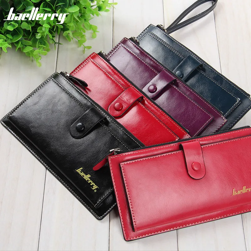 Korean Style Women Wallet Long Zipper & Hasp Design Multi Card Holder