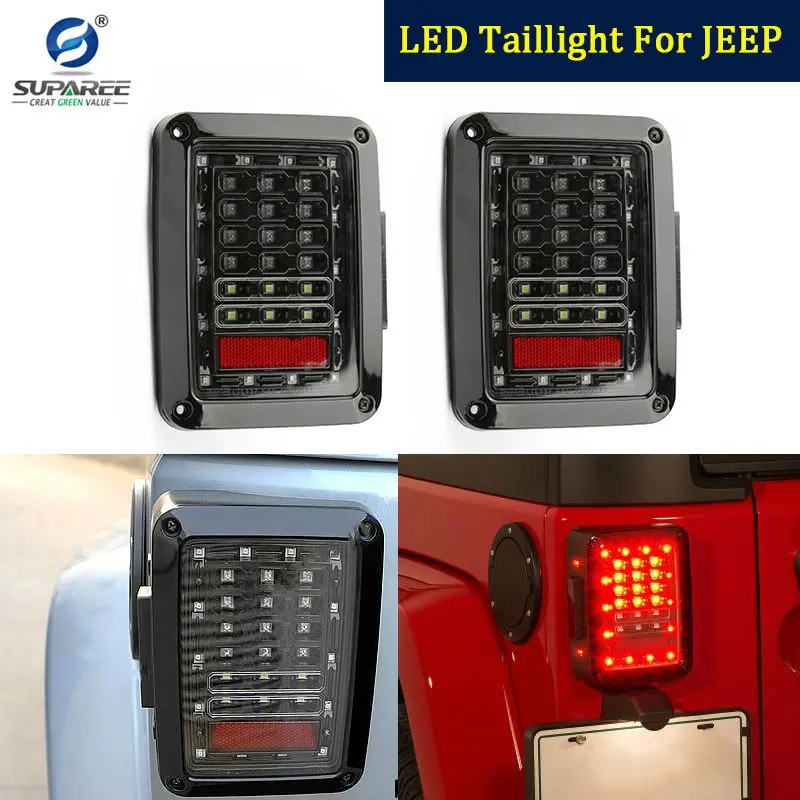 A pair of Integrated LED Tail Light For Jeep Wrangler JK Red Taillight ...