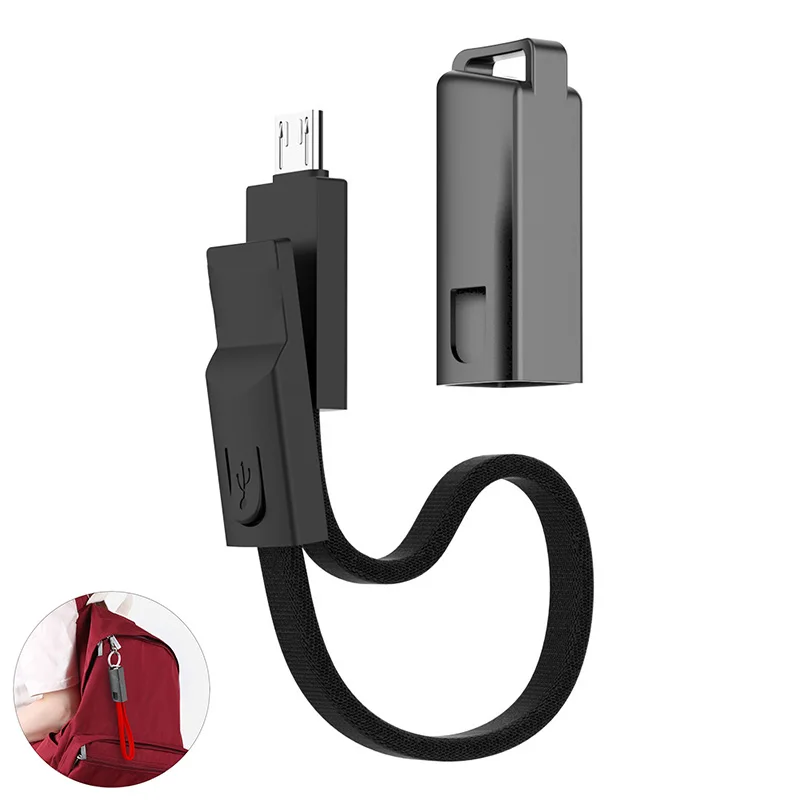 

Keychain USB Cable Band Lanyard Fast Charging For iPhone 8 Micro USB Type C Phone Charger Charge Data Sync Short Cord USBC Wire