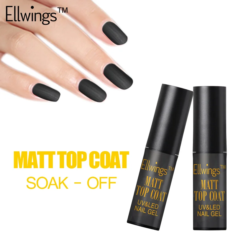Ellwings Matt Matte Top Coat Soak Off Gel Polish Sleek Nail Top Coat Nail Salon for UV/LED Gel