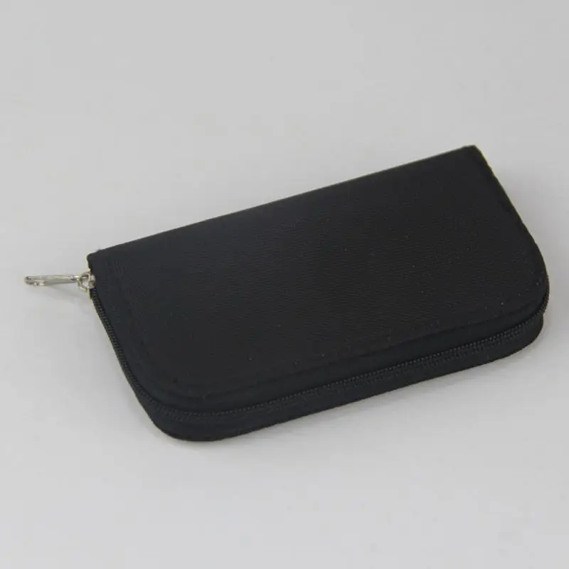 black Нейлоновый 22 слота для карт памяти, сумка для карт памяти SD, SDHC, MMC, CF, Micro SD, держатель для карт, сумка для хранения, защитный чехол для переноски - Цвет: black