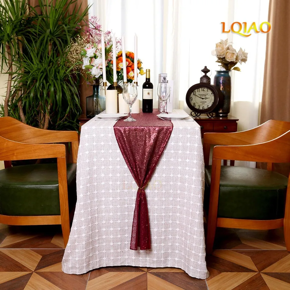 Burgundy Sequin Table Runner-001