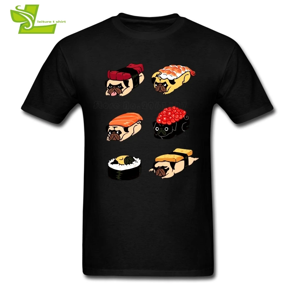Sushi Мопс Футболка мужская летняя 100% хлопок Клубная тройник для мужчин новейшего