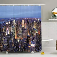 Нью-Йорк душевая занавеска NYC полный небоскребов Манхэттена Таймс-сквер известный городской панорама ткани Ванная комната Декор