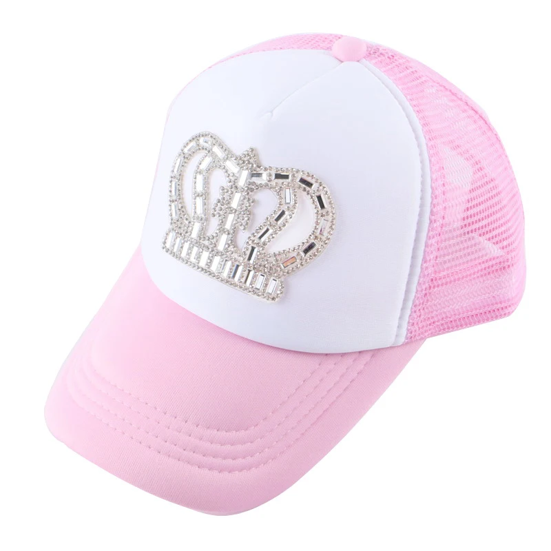; детская одежда летняя кепка, шапка розовый черный цвета фуксии цветные кристаллы Корона брендовые бейсболки для мальчиков и девочек в стиле хип-хоп snapback