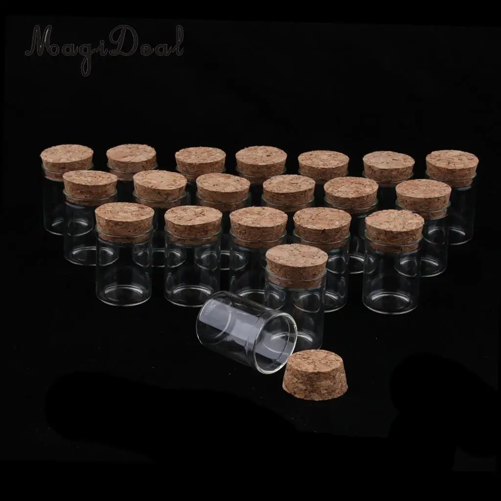 20pcs 15ml Mini Glass Cork Jars Essential Oil DIY Decoration Bottle - Wishing Lucky Vials