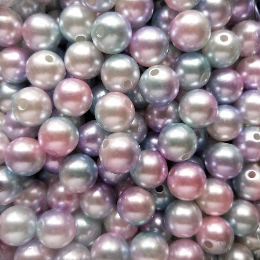

3/4/5/6/8/10/12mm Rainbow Color Plastic ABS Imitation Pearl Beads Round Have hole Loose Beads For Jewelry Making DIY Accessories