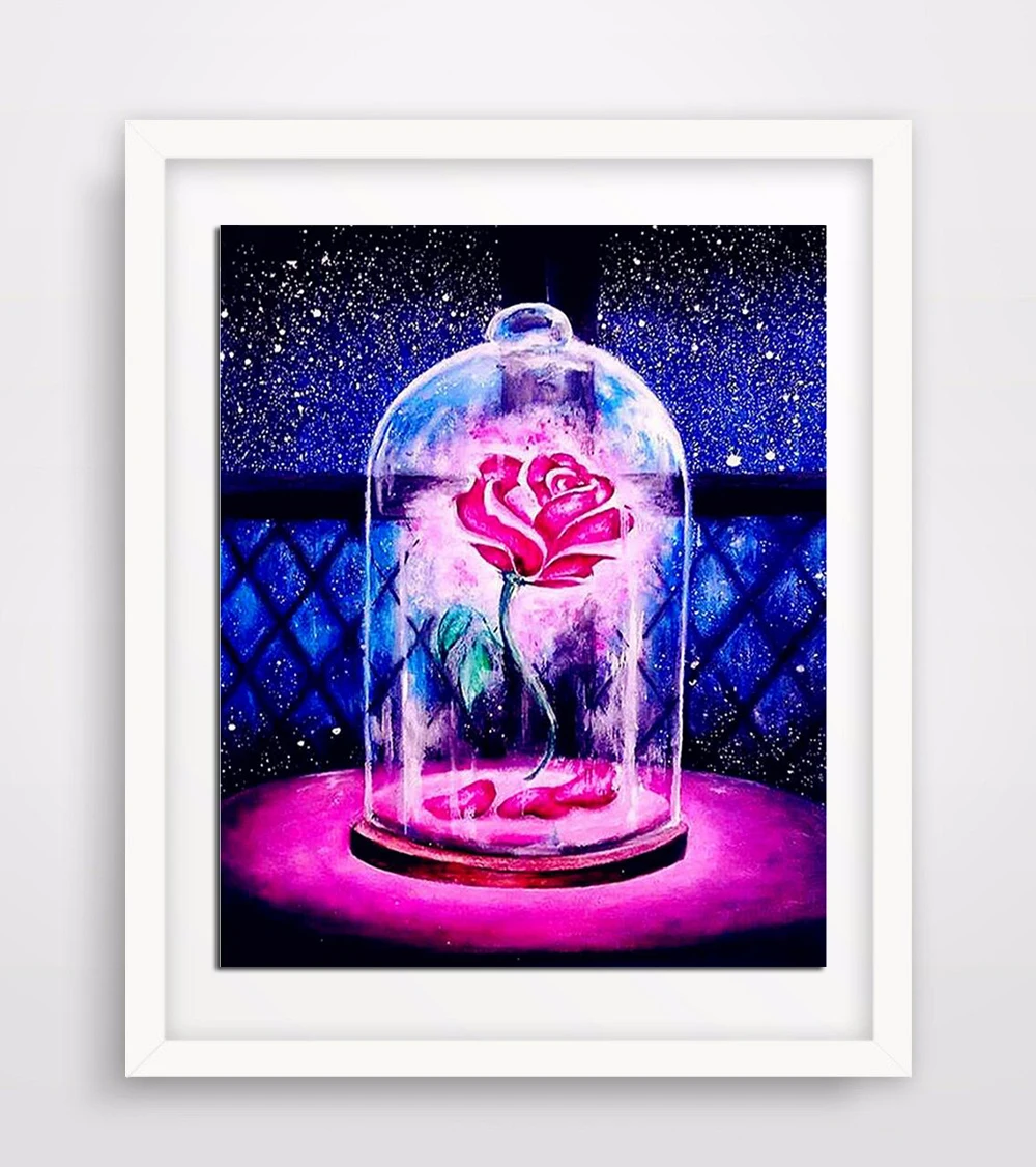 

NEW DIY Diamond Embroidery rose 5D Diamond Painting Cross Stitch Beauty beast Mosaic Pattern Full round Rhinestone Home Decor