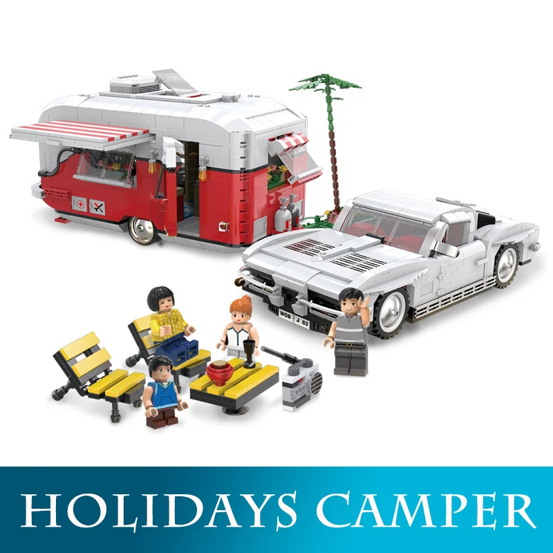 

08003 2436pcs Creative The MOC Holiday Camper Car Model Building Blocks Assembly Vehicle Set With Figure Bricks Toys For Boy