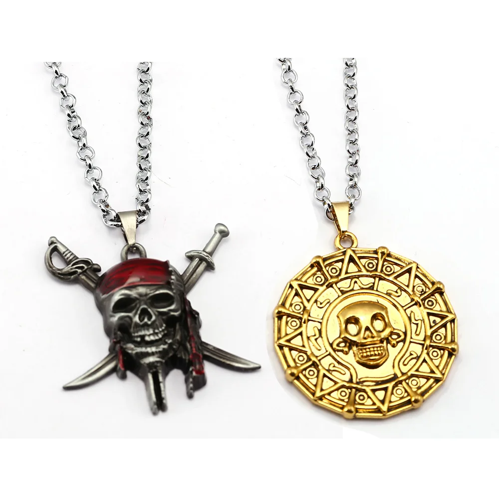 

Pirates of the Caribbean Necklace Aztec Coin Pendant Fashion link chain Necklaces Friendship Gift Jewelry Accessories