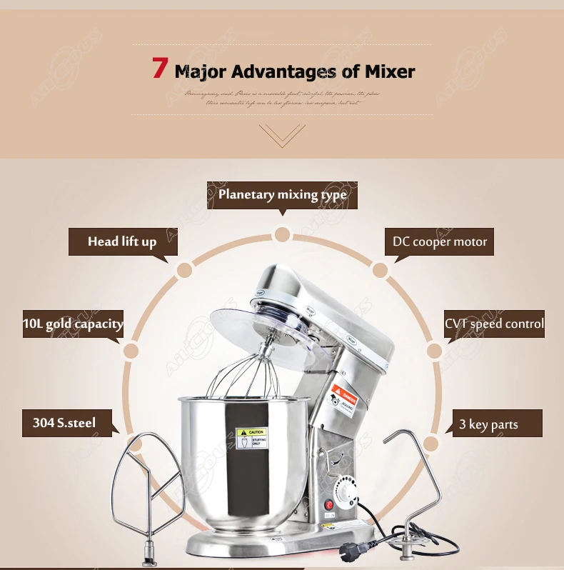 Discount SL-B7/10 Electric Planetary Stand mixer Kitchen With Hook Food Mixer Food Processor Stainless Steel blender mixer Dough Mixer 3