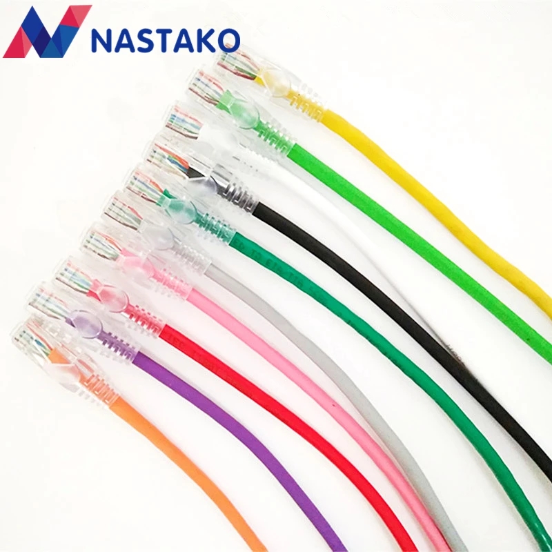 Мини патч кабель NASTAKO Cat6 9 цветов 28AWG RJ45 кошек 6 коннекторов с прозрачными бутсами