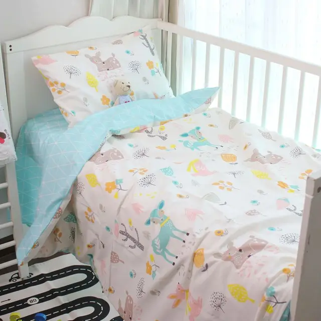 Buy 120*60cm 130*70cm cute Baby crib bedding set 100