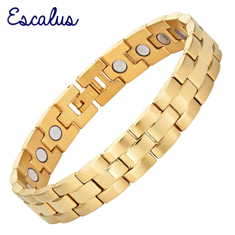 Escalus Bracelet Unisex Gift Golden Stainless Steel Bio Energy