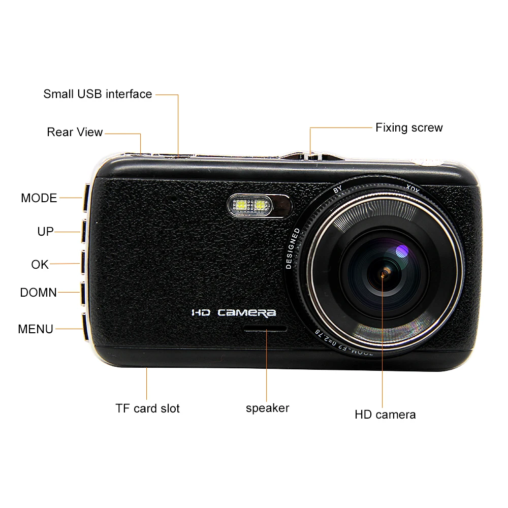 Автомобильный видеорегистратор YANTU H7 с двумя объективами IPS 4 0 &quotFull HD 1296P ADAS Full 1080P