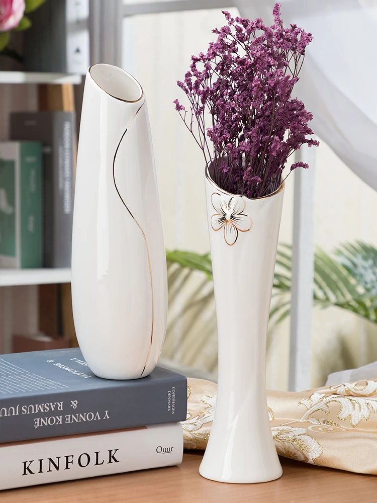 30cm Porcelain Vase Handmade Handicrafts Fashion Ceramic Tabletop Flower Vase Study Hallway Home Wedding Decoration 2