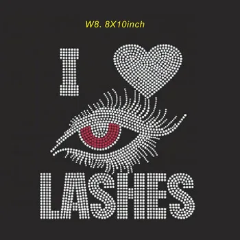 

I love lashes design rhinestone transfer hot fix rhinestone motif iron on strass