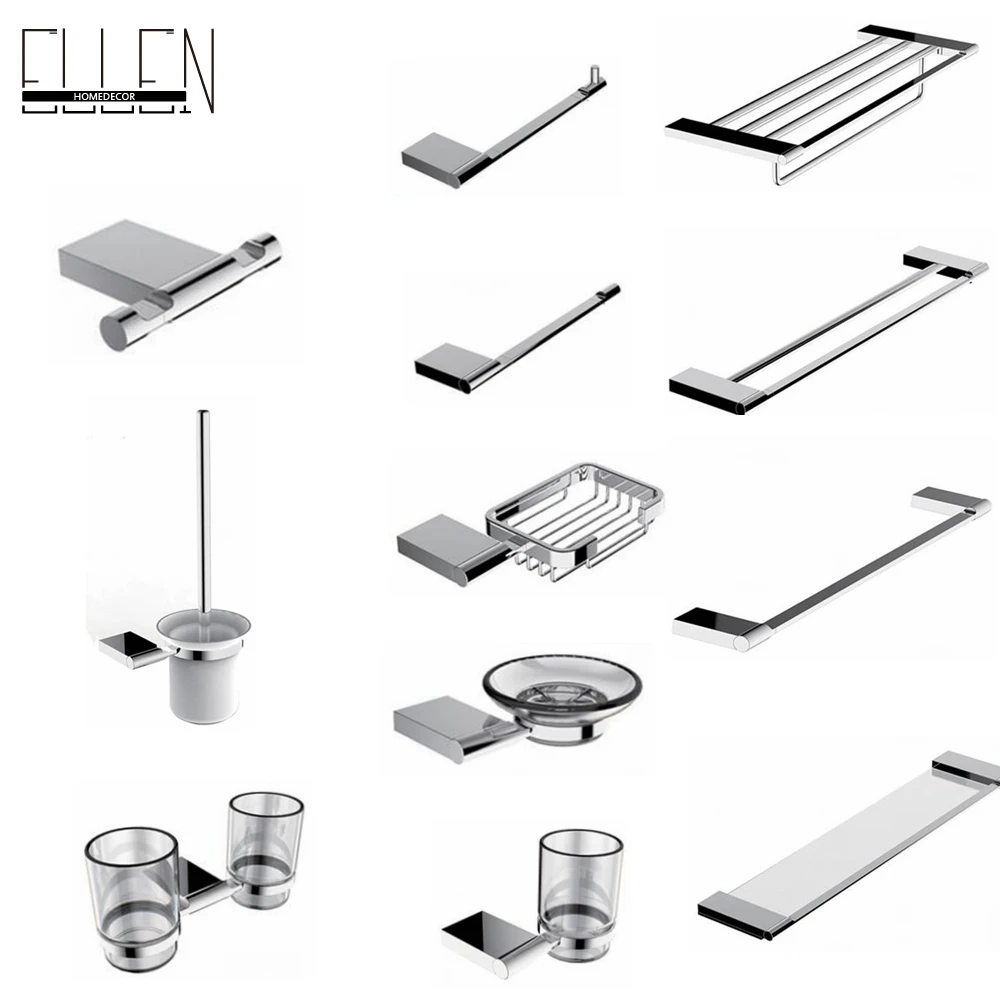 

Square Bathroom accessories Set Robe Hook Towel Shelf Towel Bar Towel Holder Toilet Paper Holder Bathroom Hardware EL85900