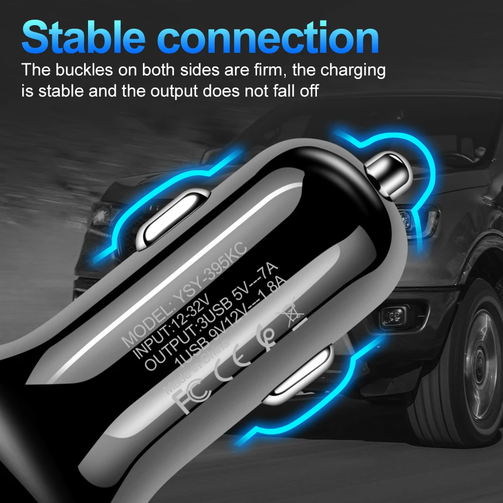 ROCK 3 USB Car Charger Quick Charge For iphone X 7 8 Universal For Xiaomi Samsung Huawei Fast Charging 5V 7A QC 3.0 Supercharge