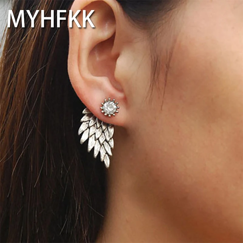 

MYHFKK2019 hot trend jewelry zircon crystal angel wings fashion earrings ladies ear jewelry simple earrings wholesale EH032