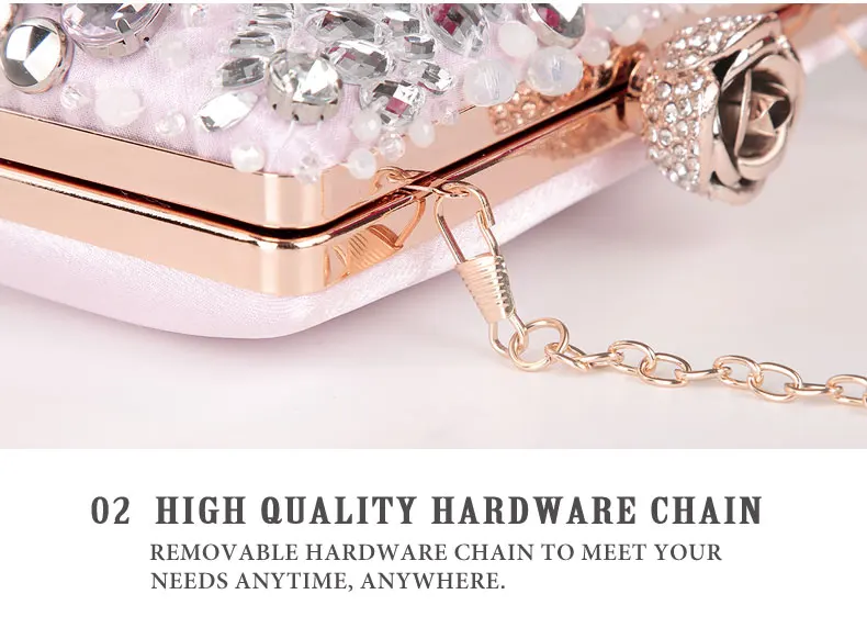 Luxy Moon Pink Sparkly Crystal Clutch Bag Hardware Detail