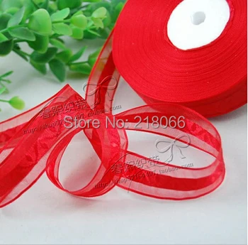 

1roll 50Yd (20mm) Red Organza Ribbon Wedding Party High Quality Craft Satin Woven Edge Sheer 1026