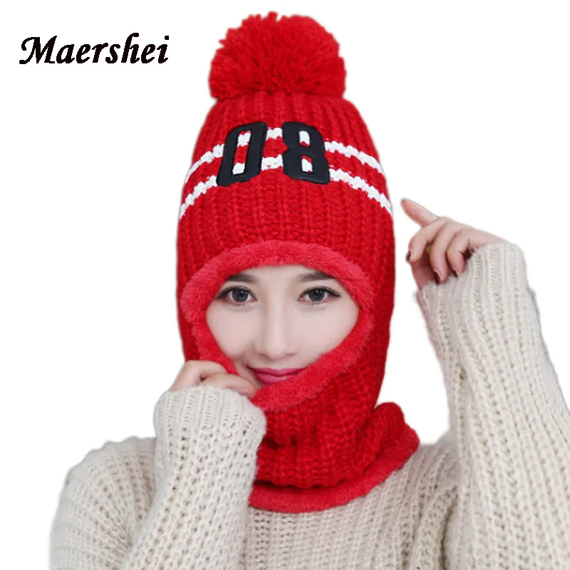 Зимние облегающие шапки MAERSHEI шарф для девочек вязаная шапка маска шапочка теплые