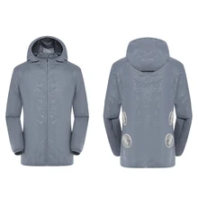 Кондиционированный одежда 3 USB зарядное устройство, USB Воздухопроницаемый жакетом с 4 вентилятора Водонепроницаемый анти-УФ рыболовный костюм в стиле унисекс