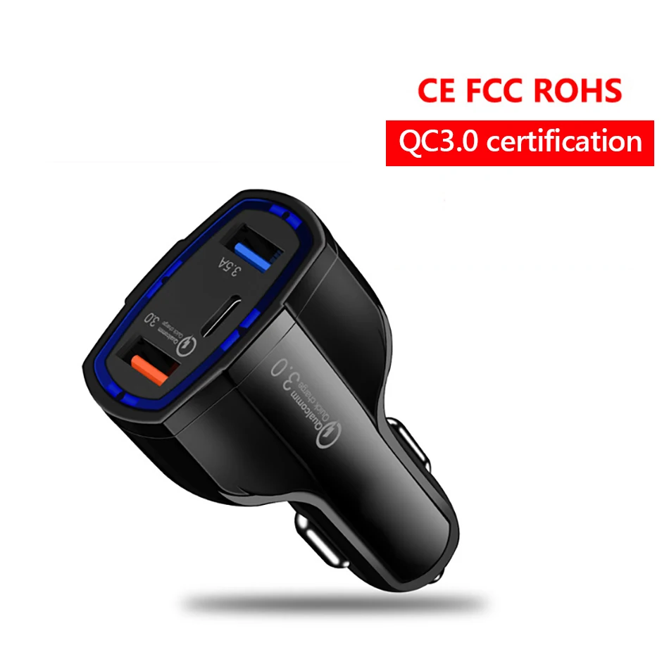 !ACCEZZ Universal Mini Double Port USB QC Car Charger Quick Charge 3.0 2.0 With LED Fast Type-C Car Phone Charger For Samsung S8 (2)