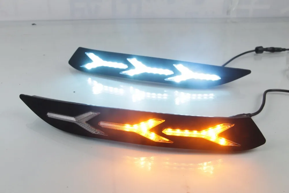 

eOsuns led drl daytime running light for Buick Excelle null with moving yellow turn signals and blue night running light