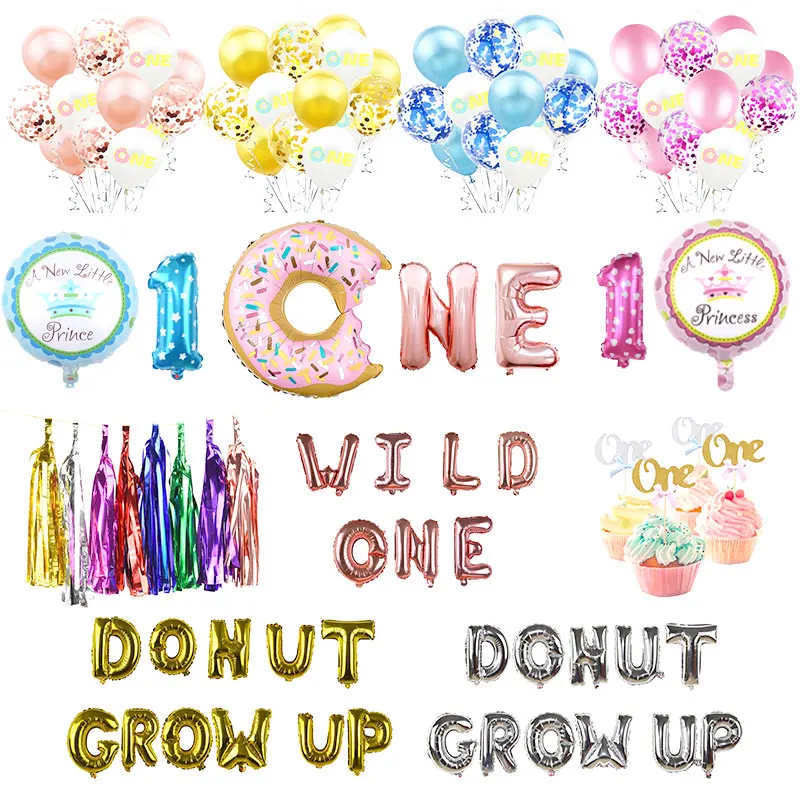 Детские воздушные шары Donut Grow Up вечерние для мальчиков и девочек на первый день