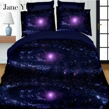 

JaneYU 3D galaxy Bedding set queen/king size bedding sets 4pcs quilt /bed sheets / pillowcases lit space bedding set