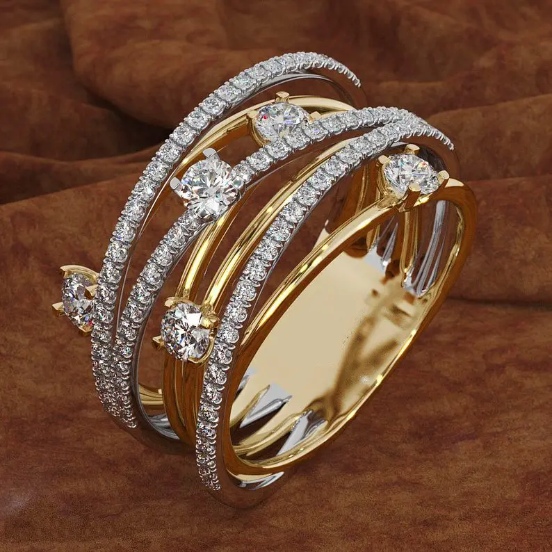 Роскошное женское кольцо с кристаллами и цирконием, милое модное серебряное кольцо из розового золота, обручальные кольца для женщин - Цвет основного камня: 02