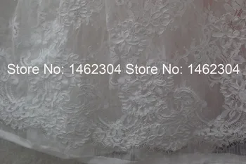 

Gorgous Embroidered tulle Net Fabric 100% High Quality, Very Soft Ivory WhiteFrench Chantilly Lace Fabric for Wedding Dress