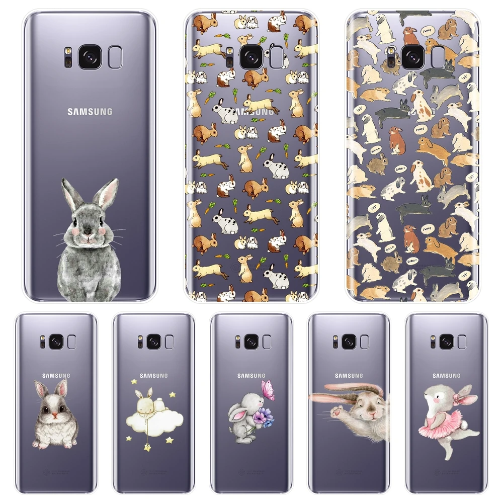 Силиконовый чехол для телефона Samsung Galaxy S8 S9 Plus S5 S6 S7 Edge Kawaii Rabbit мягкая задняя