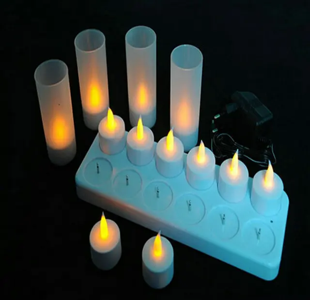 Buy 12 pcs LED Rechargeable Flameless Tea Light Candle