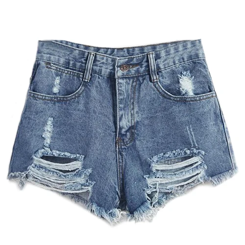 BCBY Fashion Woman's summer wind high waist denim shorts women worn loose burr hole shorts