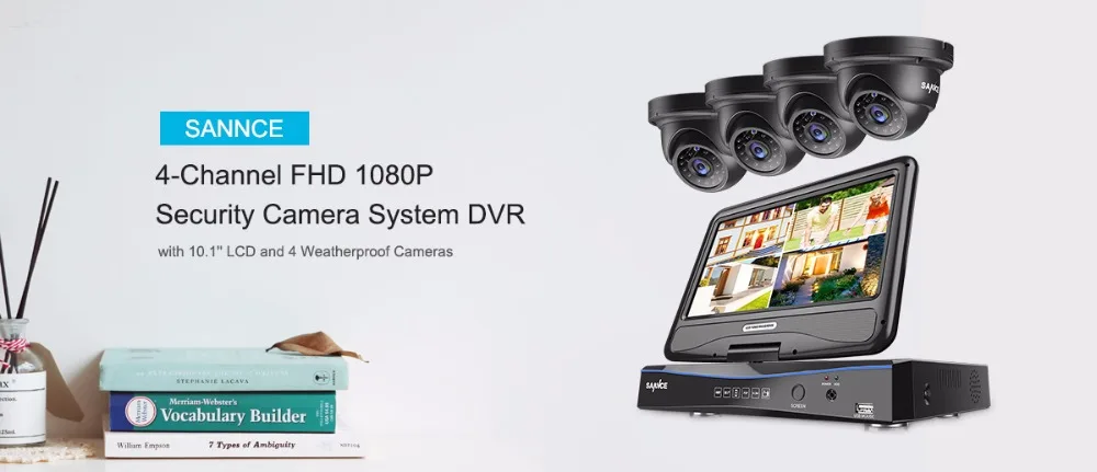 SANNCE Full HD 1080p CCTV камера системы 4CH товары теле и видеонаблюдения DVR с 10,1 'ЖК дисплей шт. 4 шт. Открытый безопасности комплект