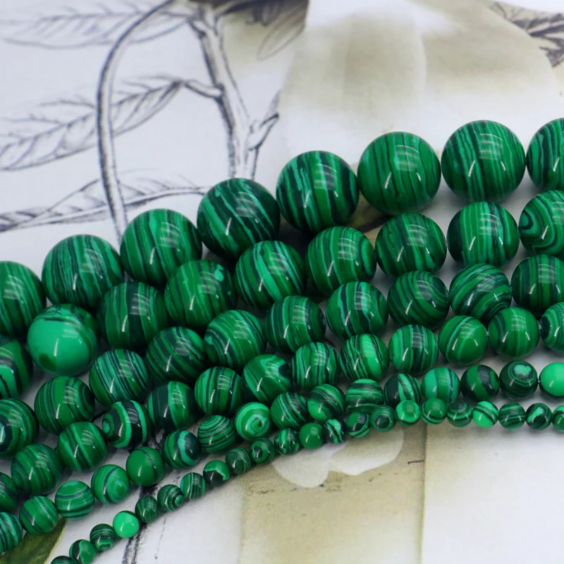 

Green malachite 4mm 6mm 8mm 10mm 12mm 14mm round loose beads size optional 15inches DIY stone beads women jewelry making design