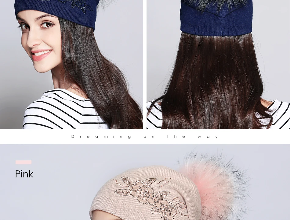 Зимняя женская шерстяная шапка, модные кружевные цветочные Стразы, осень, вязаные женские шапки Skullies Beanies# MZ712B
