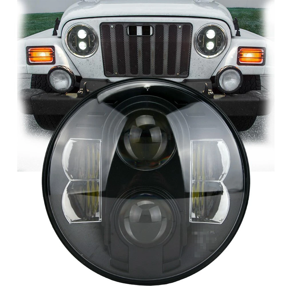 

Dot Emark Approved 7 Inch LED Headlight for Jeep Wrangler Toyota FJ Land Rover Defender