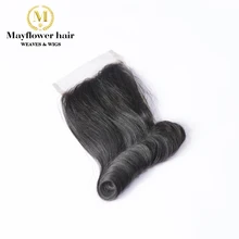 Mayflower 4X" Фунми волос Egg кудри синтетическое закрытие шнурка натуральный черный цвет пробор или средний пробор волосы Remy