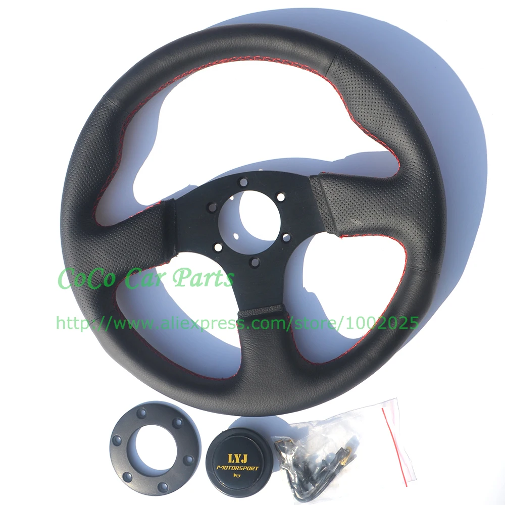 LYJ 330mm flat leather steering wheel (4)