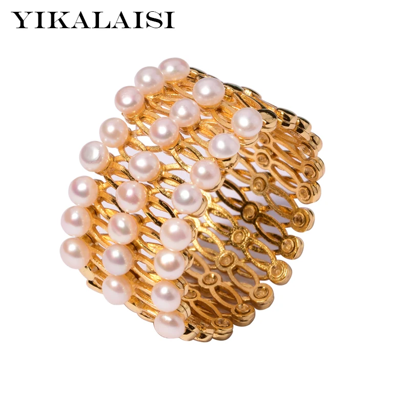 

YIKALAISI 925 sterling silver jewelry for women Pearl jewelry natural Freshwater pearl rings office 2018 new Wholesale