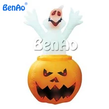 H036 Free shipping 3m high Halloween inflatable pumpkin with animated ghost inside/inflatable halloween pumpkin with ghost