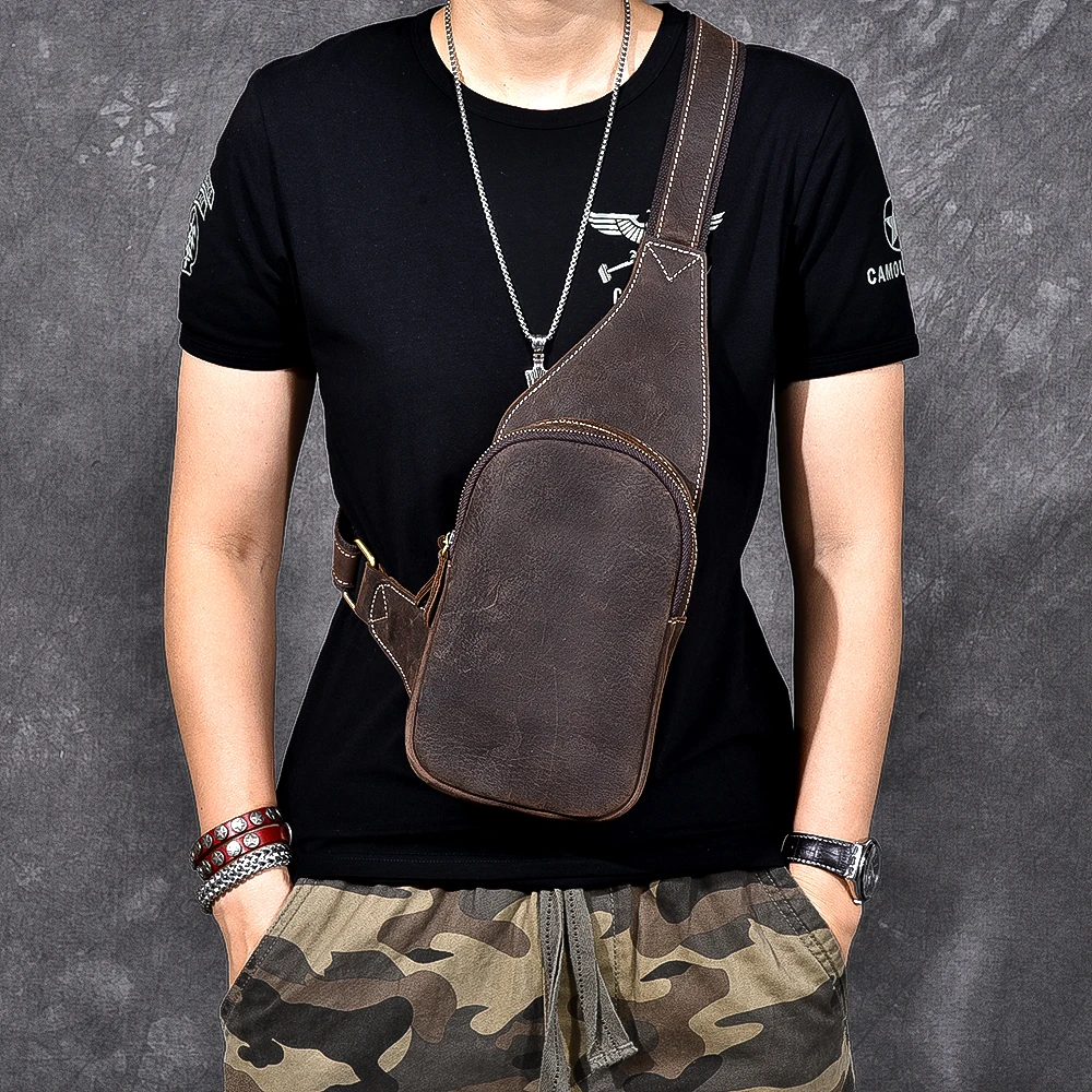 

Men's Crossbody Bags Men's Chest Bag Messenger bag Women Genuine Leather Sling Shoulder Bags Diagonal Package Back Pack Travel