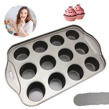 

New Hot 12 Mini Cake Tray Cheesecake Cup Non Stick Muffin Cupcake Baking Tin Pan SMD66