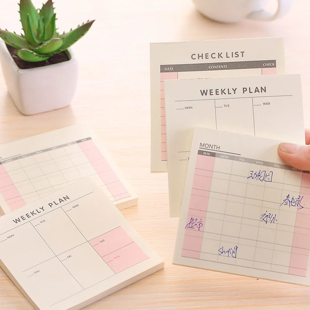 

60sheet Daily Weekly Month Planner Memo Pad Portable Small Book Kawaii Stationery Sticky Notes Stationery School Supplies