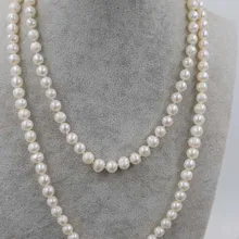 Пресноводный жемчуг ожерелье белый 8-9 мм округлый 1" 24 дюйма FPPJ бусины природа